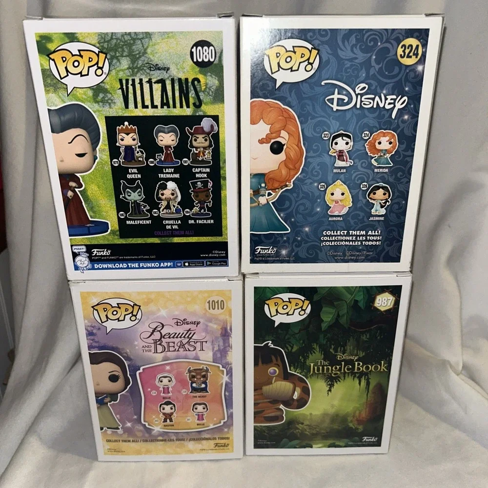 Funko Pop Disney Lot Merida, Belle,‎ Mowgli, Lady Tremaine